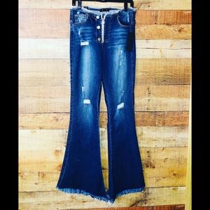 Distressed bell jeans